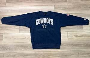 Vintage Starter Dallas Cowboys Crewneck Sweatshirt Navy L Boxy NFL Patch Y2K